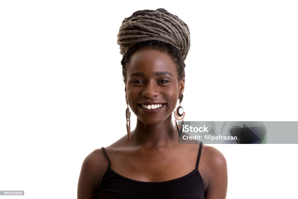 Young black woman with afro hairstyle smiling People Collection One Woman Only Stock Photo
