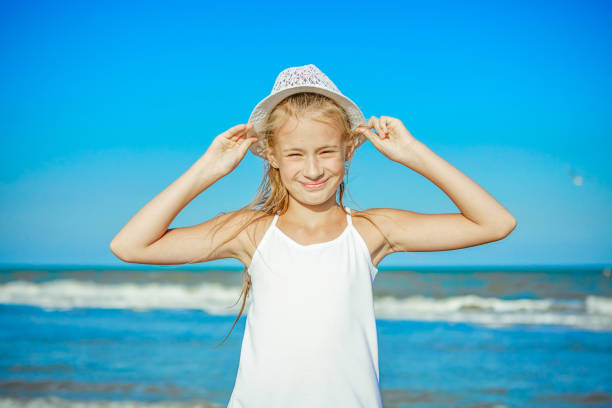 istock Happy little Girl on the beach. 841629490