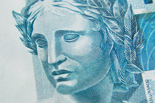 Details of the 100 Reais note - Current money in Brazil