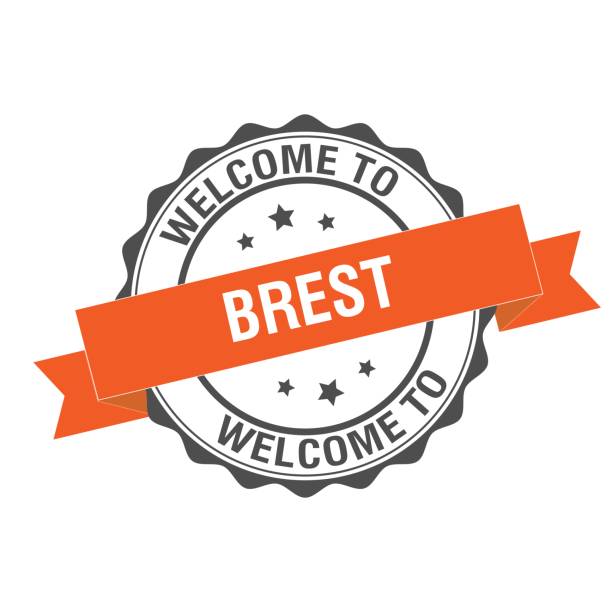 Welcome to Brest stamp illustration Welcome to Brest stamp illustration design brest brittany stock illustrations