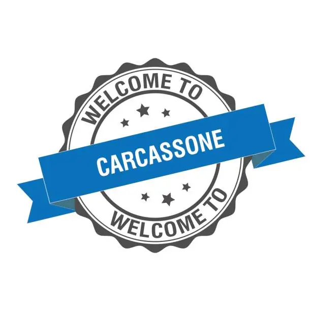 Vector illustration of Welcome to Carcassone stamp illustration
