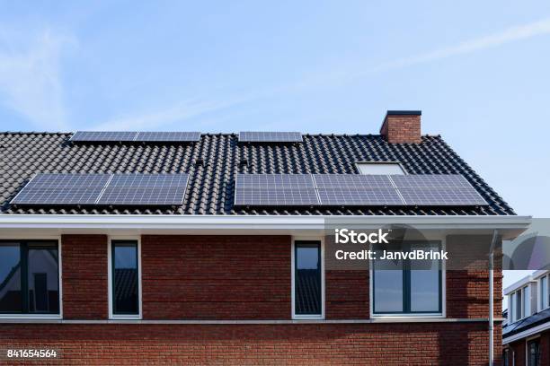 Solar Panels On A New House Stock Photo - Download Image Now - House, Sustainable Resources, Durability