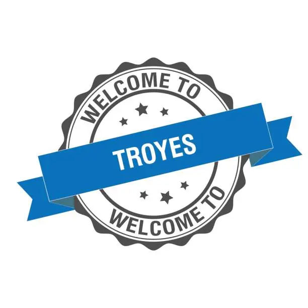 Vector illustration of Welcome to Troyes stamp illustration