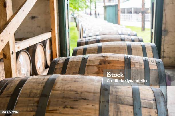 Bourbon Barrels Heading For Aging Stock Photo - Download Image Now - Bourbon Whiskey, Barrel, Kentucky