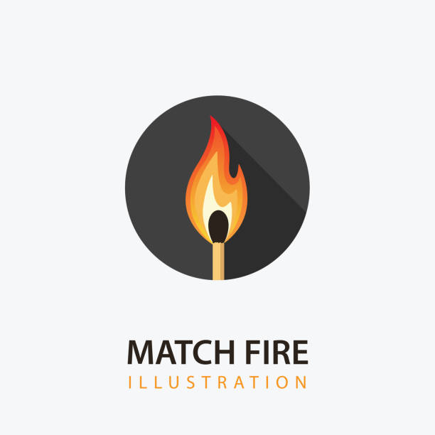 mecz kij z ogniem. burning match in circle - match matchstick dark fire stock illustrations