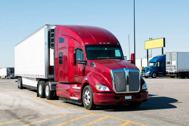 istock Trucks Parked at Truck Stop 841666940