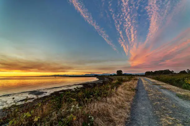 Photo of sunset glow at seaside