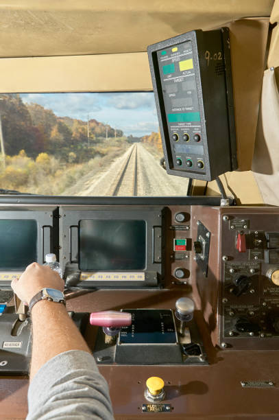 istock Interior view of the drivers cabin in a train 841673502