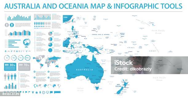 Australien Und Oceania Karte Infografik Vektorillustration Stock Vektor Art und mehr Bilder von Karte - Navigationsinstrument