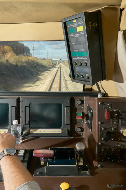 istock Inside of the drivers cabin of a moving train 841674088