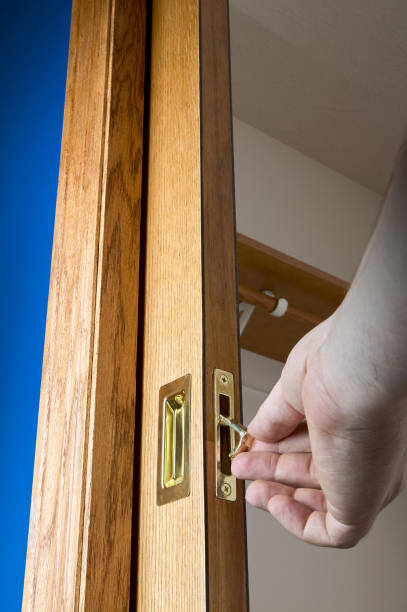 istock Open pocket door with male hand 841684296