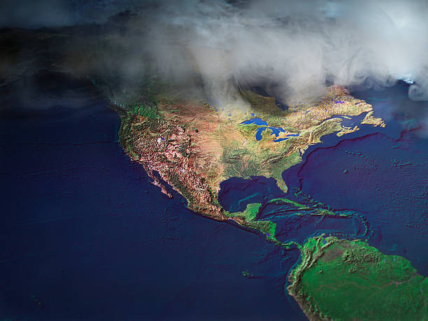 map of north america with fog - 16286 fotografías e imágenes de stock
