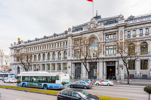 MADRID, SPAIN - JAN 29, 2015: Bank of Spain, Madrid, Spain, Madrid is the capital and the largest city of Spain,