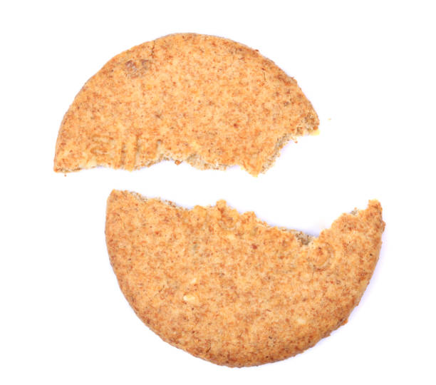 istock Broken Scottish oatcake isolated on white from above. 841702460