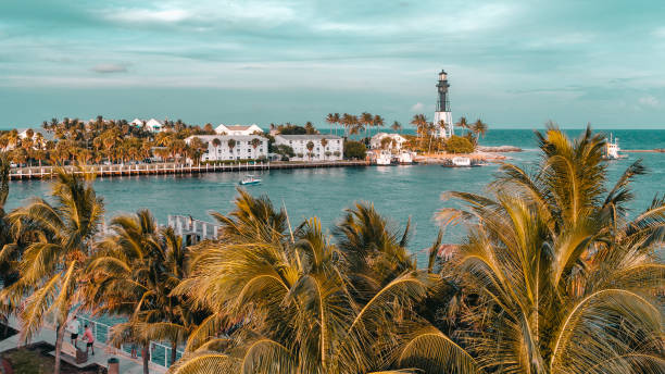 Aerial View Hillsboro Inlet Lighthouse - Hillsboro Beach Florida