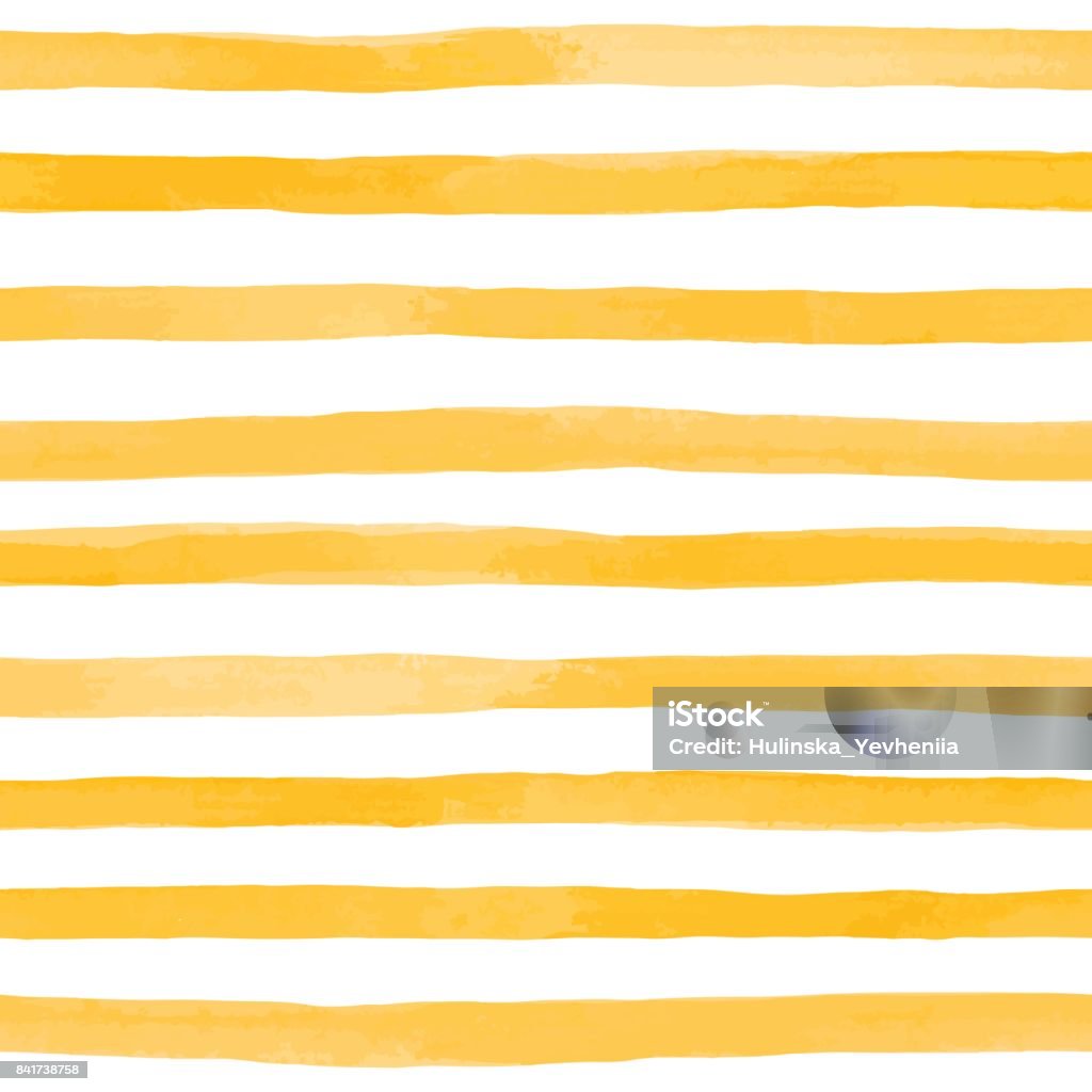 黄色オレンジ水彩ストライプの美しいシームレス パターン。手描きのブラシ ストローク、ストライプの背景。ベクトル図 - 縞模様のロイヤリティフリーベクトルアート