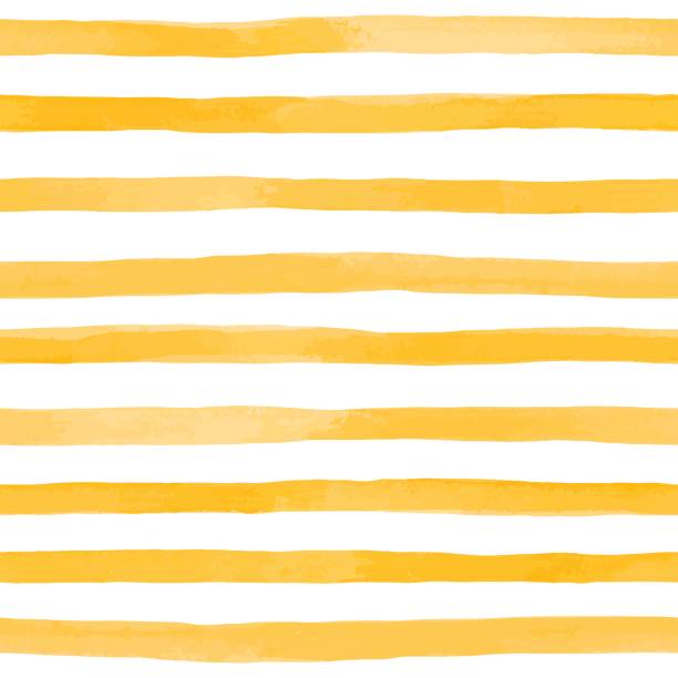 오렌지 노란색 수채화 줄무늬와 아름 다운 완벽 한 패턴입니다. 핸드 페인트 붓, 줄무늬 배경입니다. 벡터 일러스트 레이 션 - watercolour paints watercolor painting paint backgrounds stock illustrations