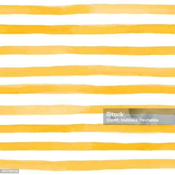 Beautiful Seamless Pattern With Orange Yellow Watercolor Stripes Hand Painted Brush Strokes Striped Background Vector Illustration Stock Illustration - Download Image Now