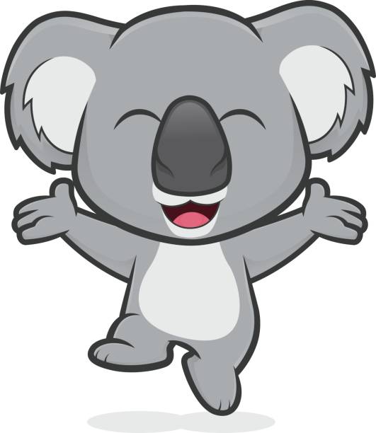 ジャンプ ハッピー コアラ - koala australia animal isolated点のイラスト素材／クリップアート素材／マンガ素材／アイコン素材