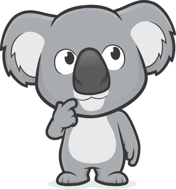 思考ジェスチャーでコアラ - koala australia animal isolated点のイラスト素材／クリップアート素材／マンガ素材／アイコン素材