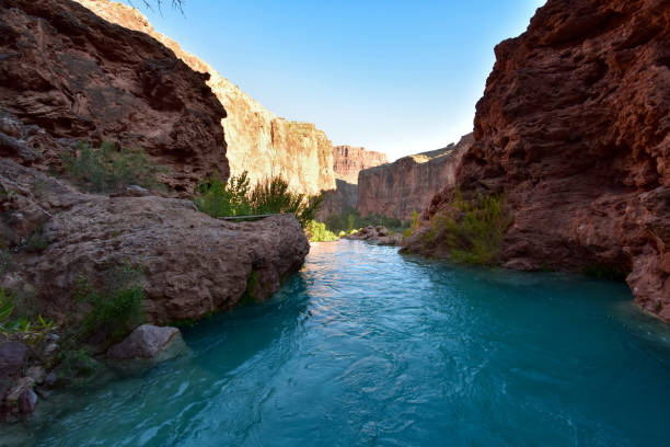 Above Havasu Falls Havasupai Reservation, Arizona havasu falls stock pictures, royalty-free photos & images