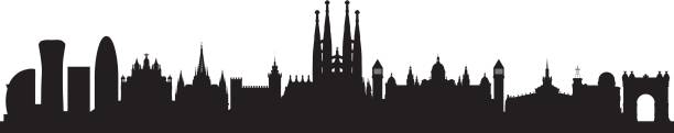 ilustraciones, imágenes clip art, dibujos animados e iconos de stock de skyline de barcelona (todos los edificios son completa y móvil) - moveable