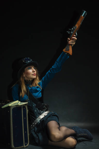 istock Steampunk girl armed and dangerous. 841773696