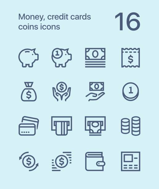 umriss-geld, kreditkarten, münzen icons für web und mobile design pack 1 - wine rack illustrations stock-grafiken, -clipart, -cartoons und -symbole