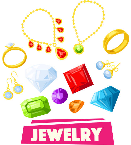 ilustrações, clipart, desenhos animados e ícones de joias e pedras preciosas preciosas cartaz design - brooch diamond sapphire jewelry