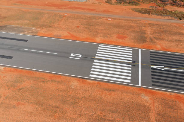 Small bush airport and runway on a private game reserve in South Africa. Safari landing strip