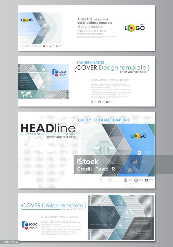 Header Design Writing Social Media And Email Headers Set Modern Banners Abstract Design ...