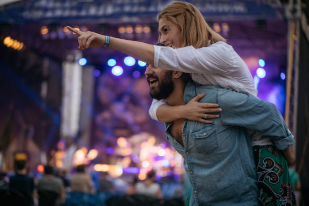 istock Couple fun on music festival 841787584