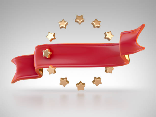 istock 3d render of red ribbon with stars 841788070