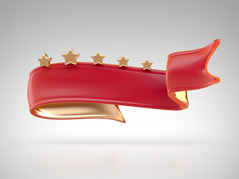 3d render of red ribbon with stars