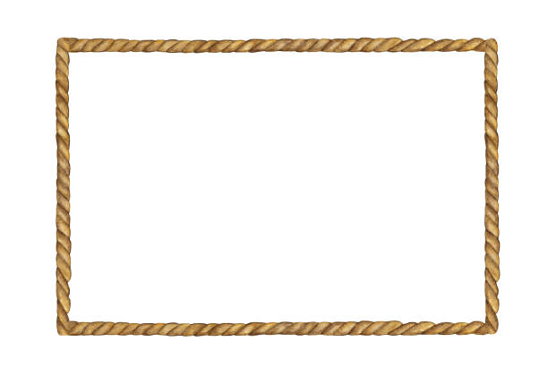 aquarell von brown seil frame auf weißem hintergrund - tau stock-grafiken, -clipart, -cartoons und -symbole