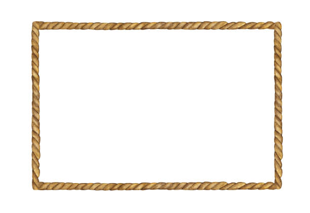 ilustrações de stock, clip art, desenhos animados e ícones de watercolor painting of brown rope frame on white background - cordão