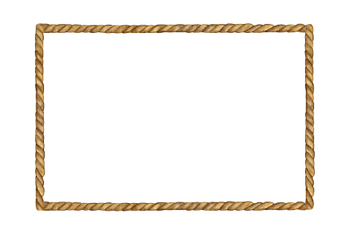 Watercolor painting of Brown Rope frame on white background