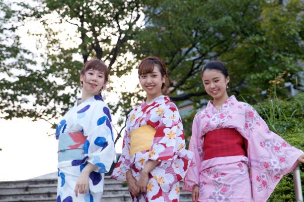 istock Japanese young women in Yukata posing 841795288
