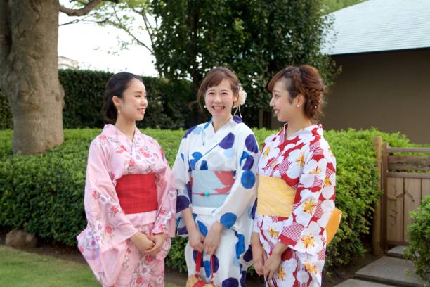 istock Japanese young women in Yukata posing 841795448