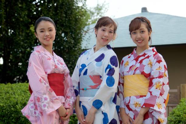 istock Japanese young women in Yukata posing 841795612