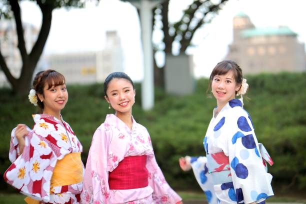 istock Japanese young women in Yukata posing 841795908