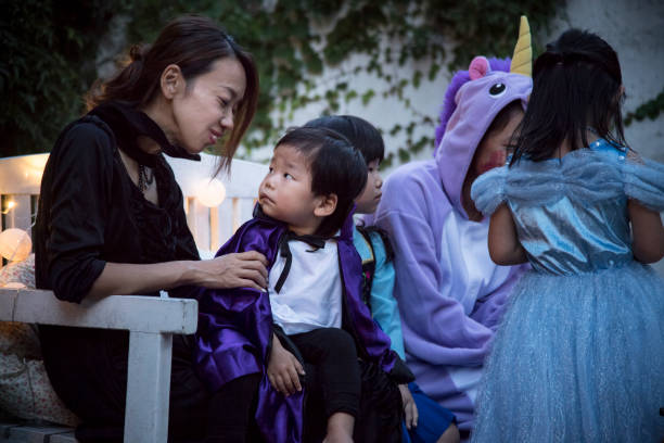 istock Halloween enjoying with parents and children. 841796028