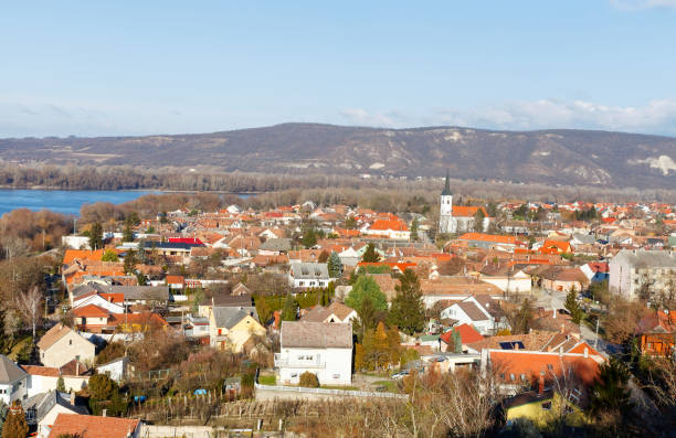 istock Rooftops in the neighborhood and Danube river 841798296