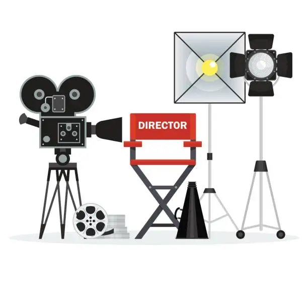 Vector illustration of video studio director chair