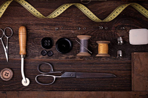 istock Spools closeup in vintage style 841806602