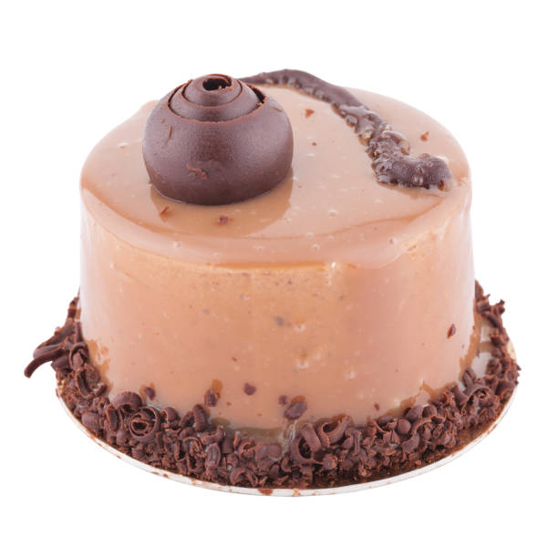 istock Round cappucino souffle cake with chocolate 841811110