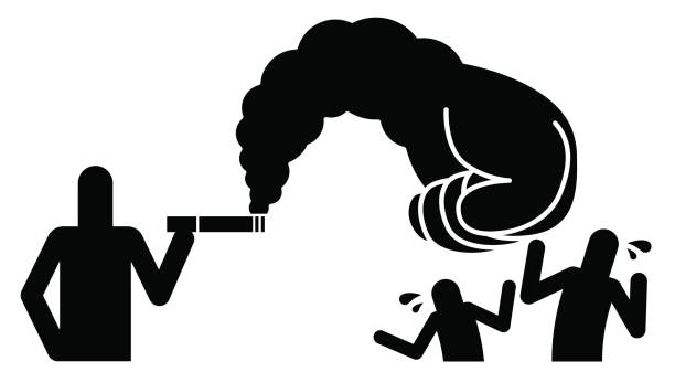 passive smoking concept pictogram passive smoking concept pictogram chewing tobacco stock illustrations