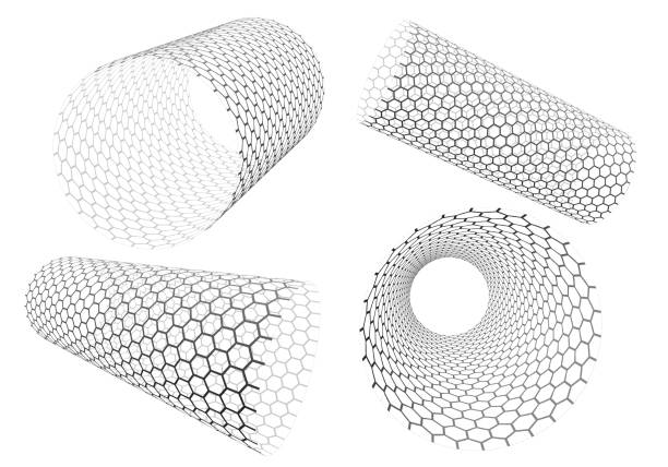 ilustrações de stock, clip art, desenhos animados e ícones de hexagonal mesh pipe like carbon nanotube - nanotecnologia