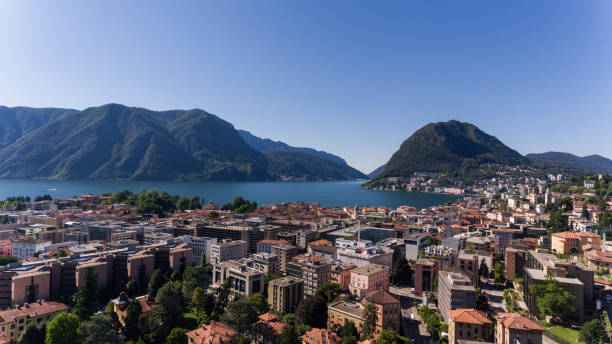 istock Aerial view of Lugano city 841820794