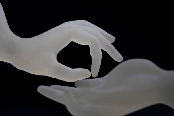 istock Picking up, OK hand shape resin ring display holder for jewelry display on dark background use for advertising design for jewelry shop or nail salon 841820812